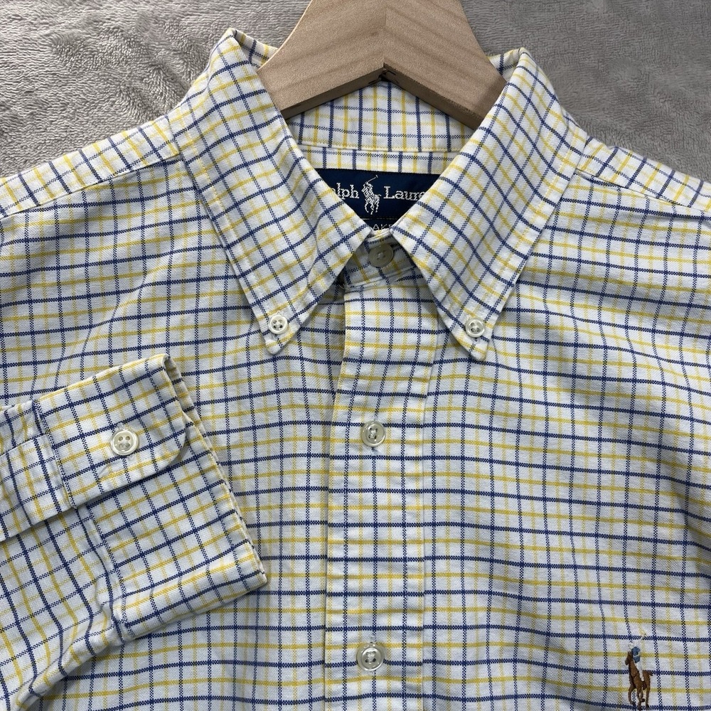 Ralph Lauren Blake Mens Large Plaid Long Sleeve Button Up‎ Shirt Cotton